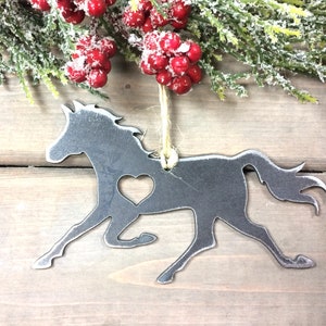 Running Horse Metal Christmas Ornament-Personalized Horse Gift-Rustic Christmas-Equestrian Ornament, horse loves- Industrial Decor