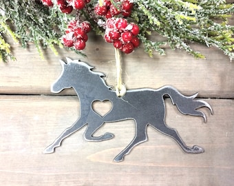 Running Horse Metal Christmas Ornament-Personalized Horse Gift-Rustic Christmas-Equestrian Ornament, horse loves- Industrial Decor