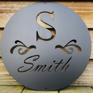 Personalized Family Name Metal Sign/ Housewarming Gift/ Door Hanger/ Wedding Gift/ Metal Monogram Sign/ Porch Decor Sign