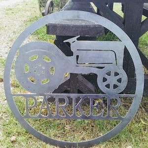 20 INCH Customized Tractor  Sign with Name, barn sign, farm sign, barn metal sign, metal tractor