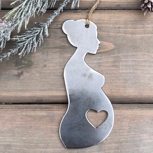 Pregnant expecting Mother Christmas Ornament-Christmas Decor-Rustic Christmas-christmas gift-metal ornaments-maternity gift