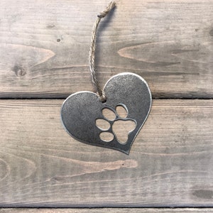 Paw Print Christmas Ornament, industrial Christmas Decor, Rustic Christmas, Dog Christmas keepsake, pet ornaments