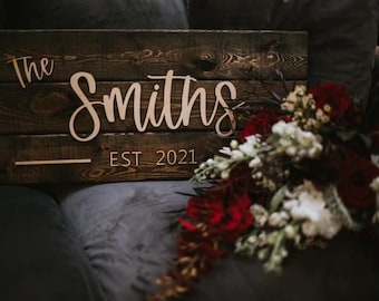 Customized Last Name Sign- Personalized Wedding Gift- Wood Last Name Sign- 3D Wood Sign- Wedding Gift-  Wood Home Decor