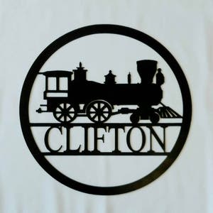 20 Inch Customized Train Sign with Family Name- Metal Train Sign- Train Collector Gift- Customized Train Decor