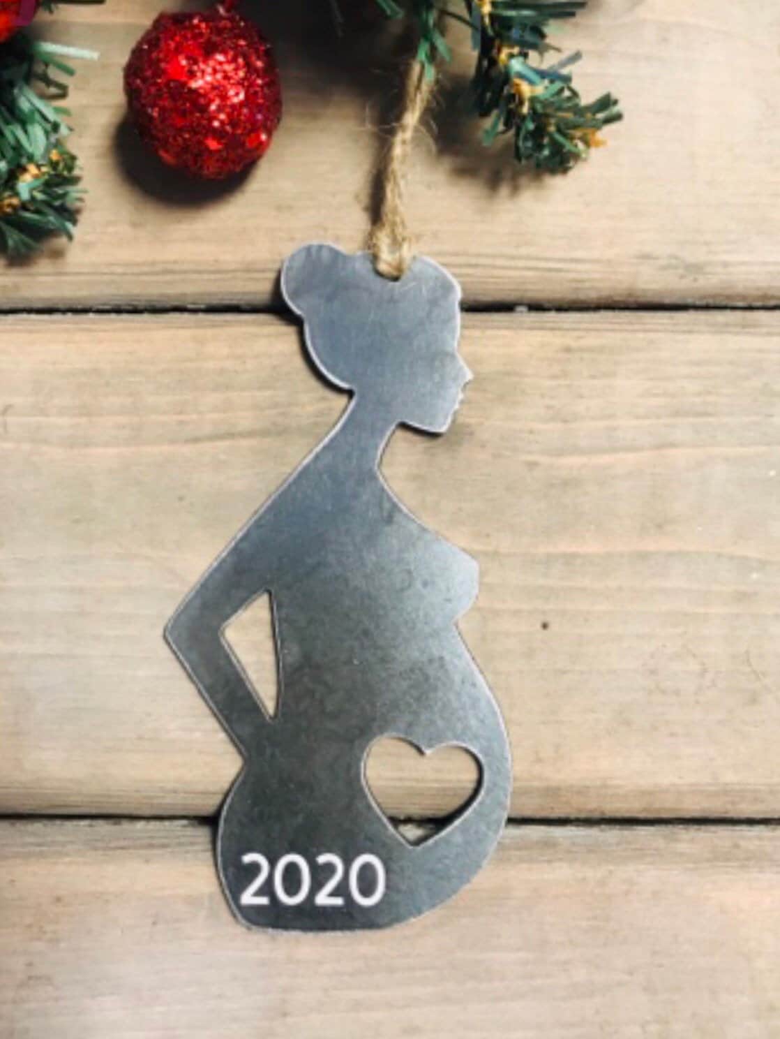Pregnant expecting Mother Christmas OrnamentChristmas DecorRustic