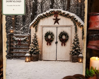 Paquete imprimible navideño rústico de granja / Papeles para decoupage estilo granja (descarga digital)