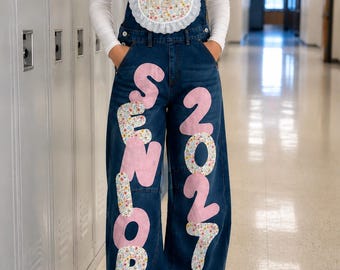 Jeans personalizados para graduación / Jeans con estampado termoadhesivo de la promoción de 2027 / Jeans personalizados para graduación / Tema de tela / Regalo para graduados