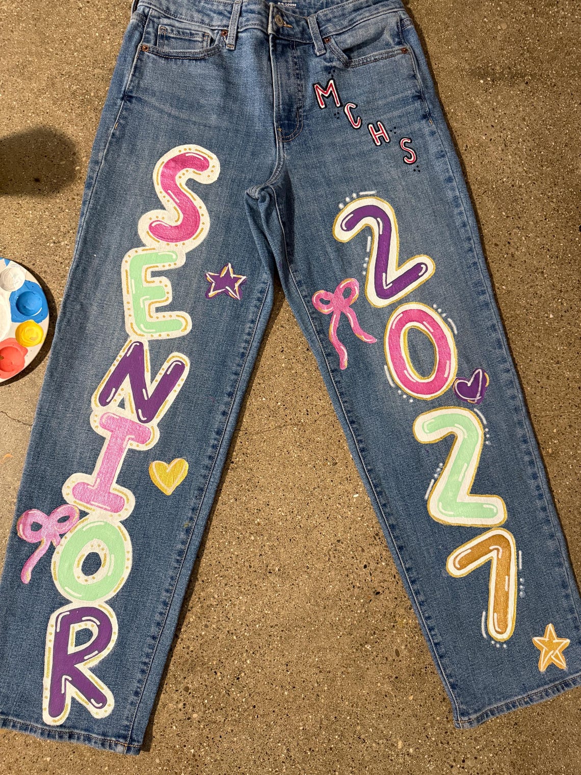Personalized Senior Jeans 2027 | Hand Painted Graduation Jeans | Custom