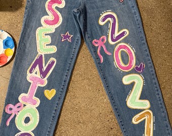 Jean senior peint à la main - JEANS INCLUS