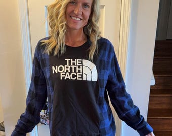 Camisa de franela reciclada Northface: talla grande/XL para mujer