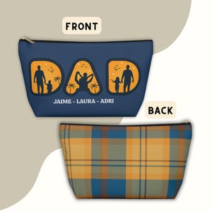 Pochette de voyage personnalisée pour papa, sac papa personnalisé avec date de création, dos à carreaux, cadeau de fête des pères, sac avec nom pour enfants, pochette de voyage pour papa