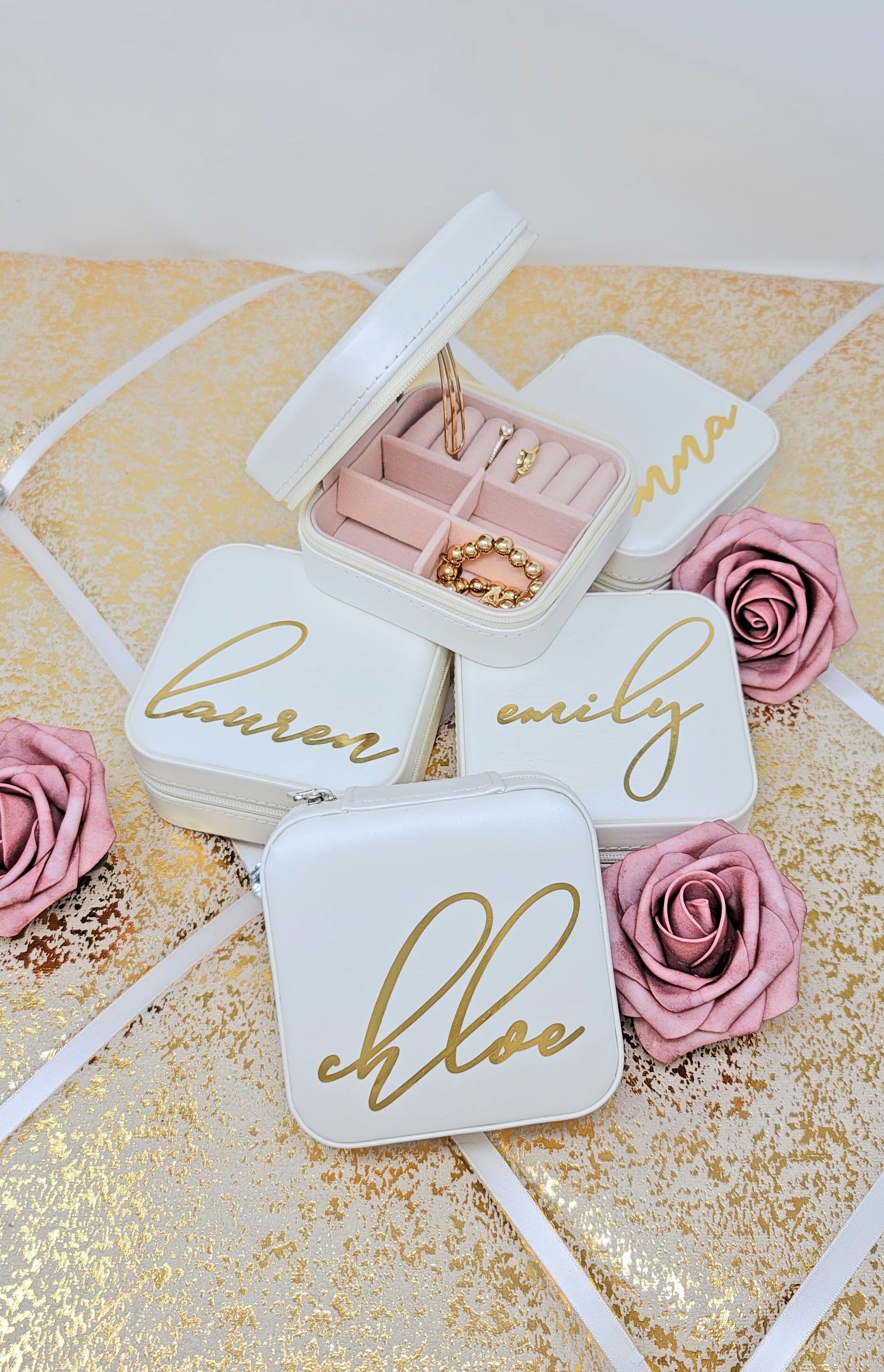 Travel Jewelry case Bridesmaid Gift Personalized jewelry Etsy