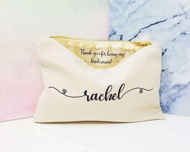 Bridesmaid Makeup bag Thank you for being my Bridesmaid Thank you for helping me tie the knot Thank you Bridesmaid Gift