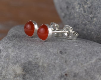 red carnelian sterling silver studs, hypoallergenic post earrings, 17th anniversary gift for her wife girlfriend mom, stocking stuffer