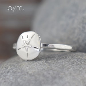 sand dollar ring, solid sterling silver beach lover gift for her, girlfriend, sister, daughter, best friend, stocking stuffer