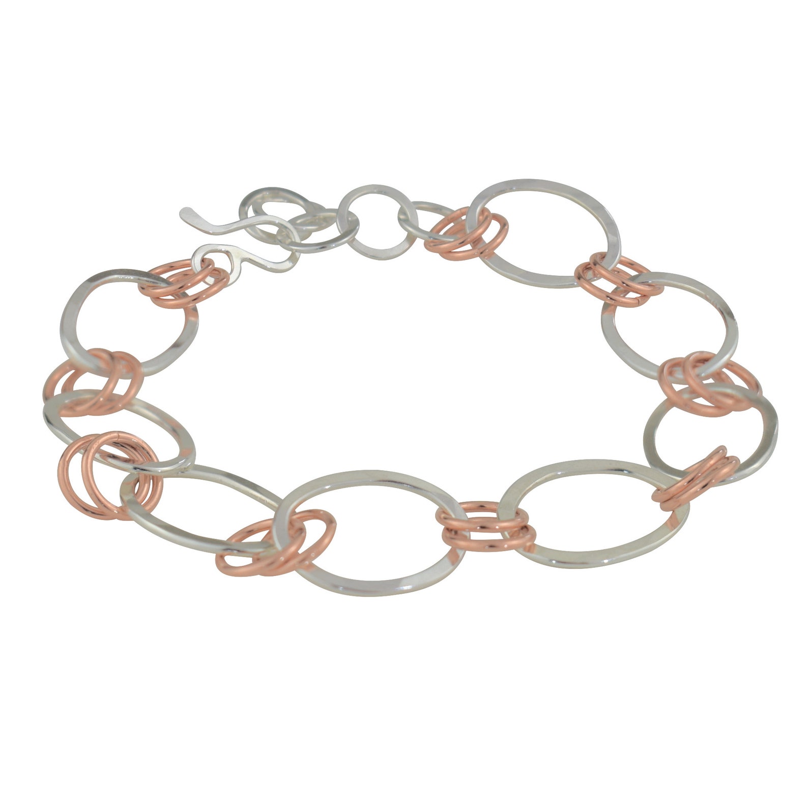 Mixed Metal Chain Bracelet Adjustable Sterling Silver & Etsy