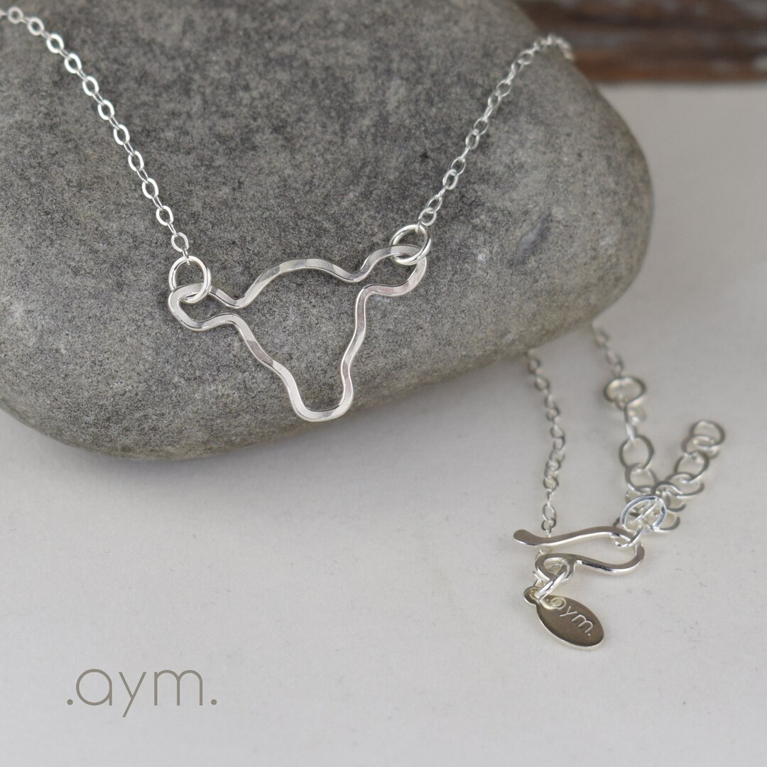 Sterling Silver Cow Head Necklace Unique Hand Crafted Etsy