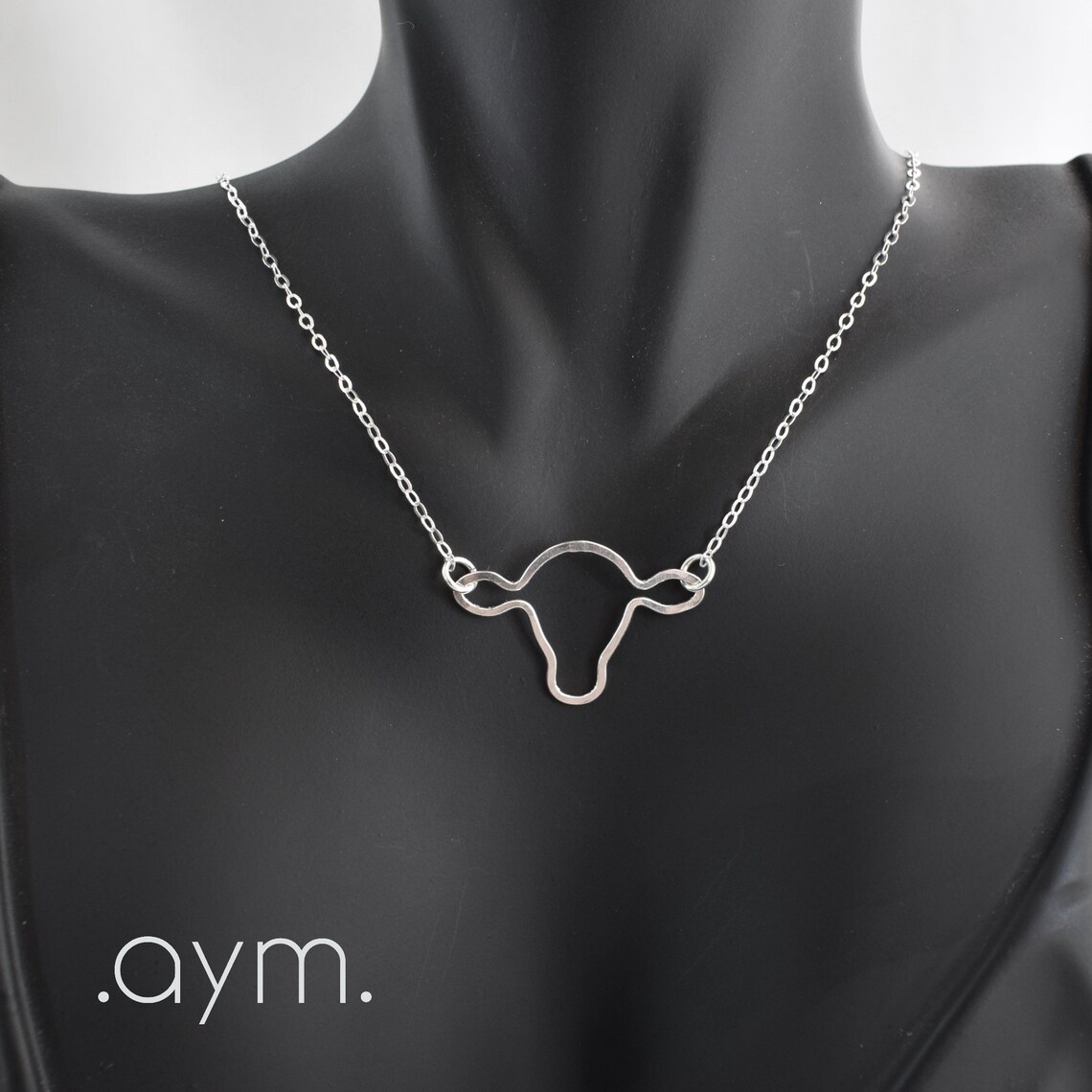 Sterling Silver Cow Head Necklace Unique Hand Crafted Etsy