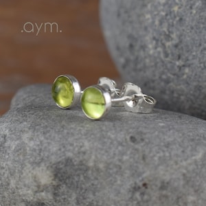peridot stud earrings, 5mm sterling silver hypoallergenic post earrings, genuine August birthstone unisex jewelry gift for her wife mom