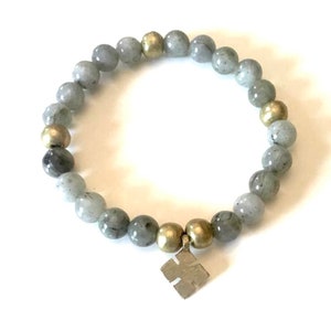 Bracelet/ Beaded Bracelet/ stackable Bracelet/ Stretch Bracelet/ Gift for her/Labradorite Bracelet/ Ethiopian Bracelet image 1