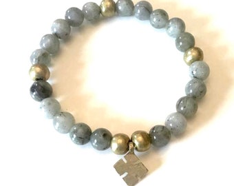 Bracelet/ Beaded Bracelet/ stackable Bracelet/ Stretch Bracelet/ Gift for her/Labradorite Bracelet/ Ethiopian Bracelet