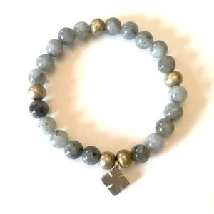 Bracelet/ Beaded Bracelet/ stackable Bracelet/ Stretch Bracelet/ Gift for her/Labradorite Bracelet/ Ethiopian Bracelet image 2