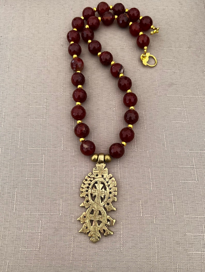 African Jewelry/Coptic cross Necklace/Beaded Necklace/Ethiopian Necklace/ Tribal Jewelry/Necklace/ African Fashion/ Beaded Statement image 2