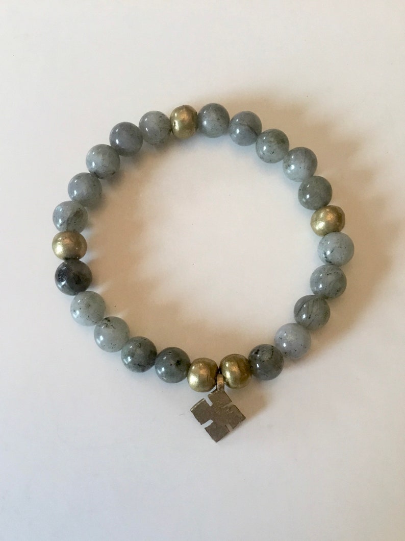 Bracelet/ Beaded Bracelet/ stackable Bracelet/ Stretch Bracelet/ Gift for her/Labradorite Bracelet/ Ethiopian Bracelet image 4