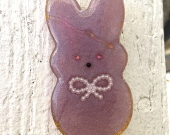 Purple Pearl Bunny Resin Pin