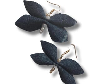 Denim Summer Butterfly Earrings