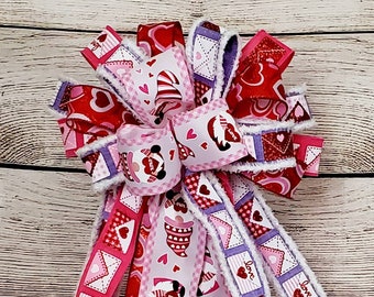 Valentine Gnome Wreath Decorating Bow~ Valentine Gnome Heart Gift Bow ~ Valentine's Day Lantern Bows
