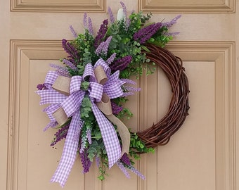 Lavender Door Wreath Small~  Simple Door Wreath ~ Rustic Country Lavender Wreath