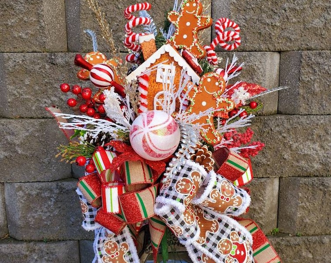 Gingerbread Christmas Tree Topper Gingerbread Man Topper Red Tree