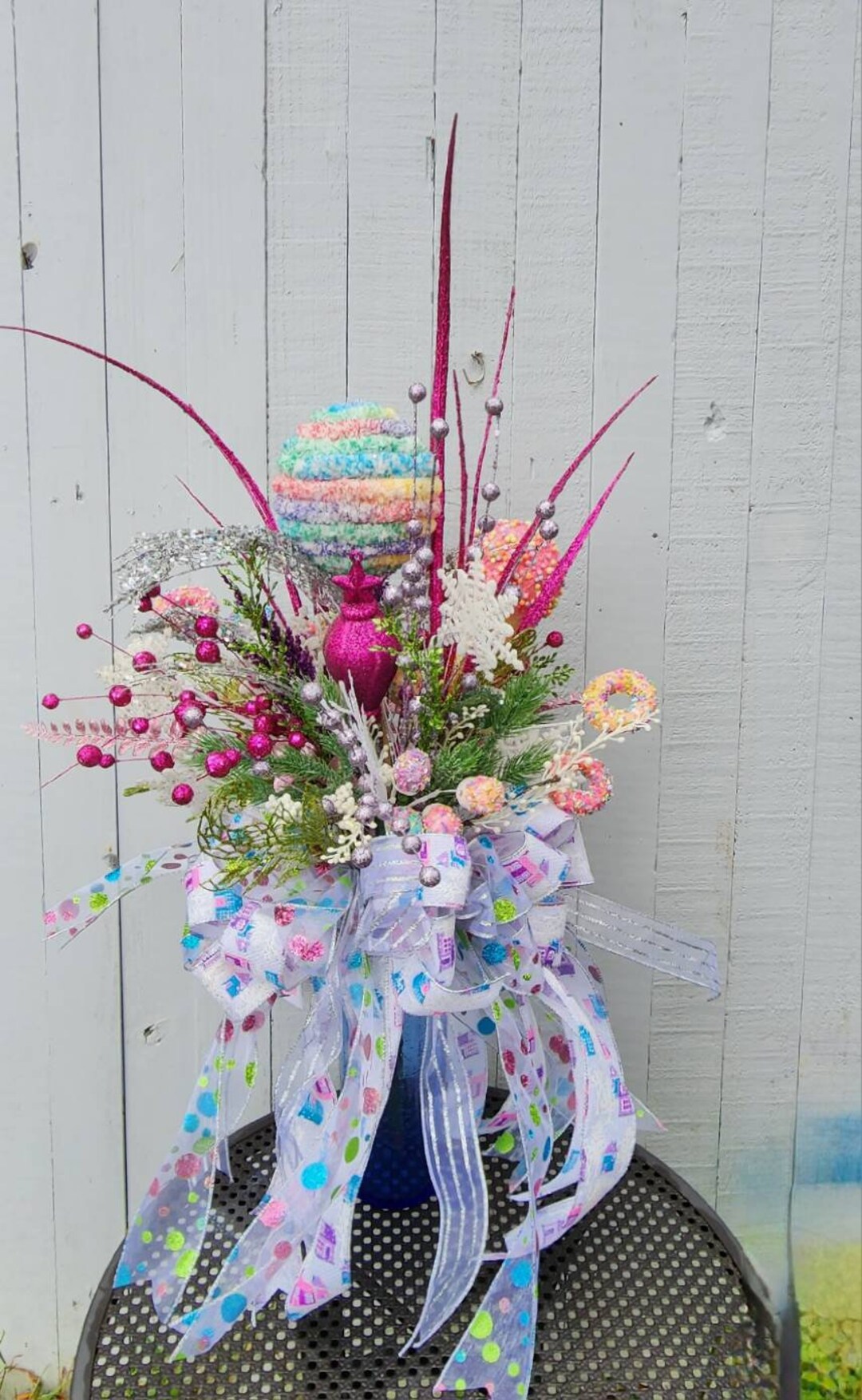 Candy Land Pastel Christmas Tree Topper Bow 360 Degrees View - Etsy