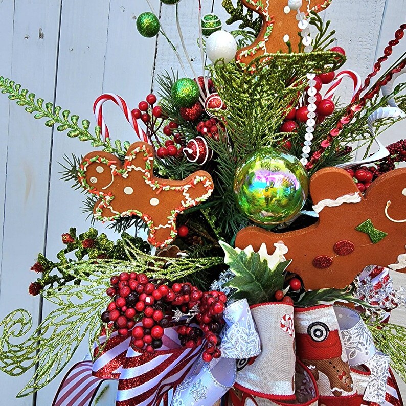 Candyland Gingerbread Christmas Tree Topper Bow 360 Degree Etsy