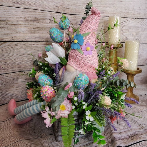 Easter Gnome Centerpiece ~Faux Easter Gnome shops Decor ~Cottagecore Decor
