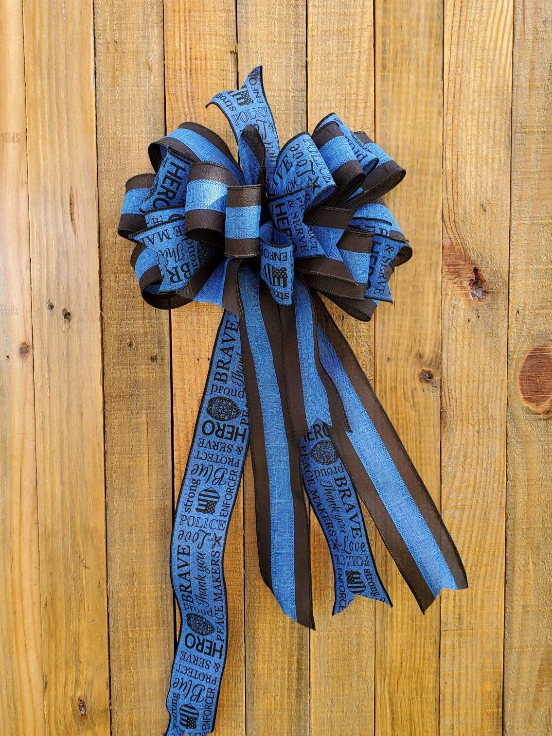 Police Bow Large Front Door Bow Blue Police bow Police Etsy