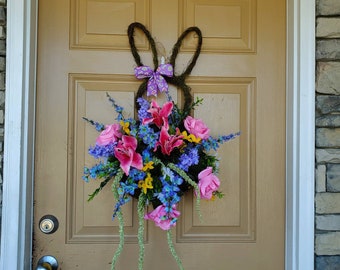 Spring Garden Easter Bunny Wreaths~ Spring Easter Front Door Decor