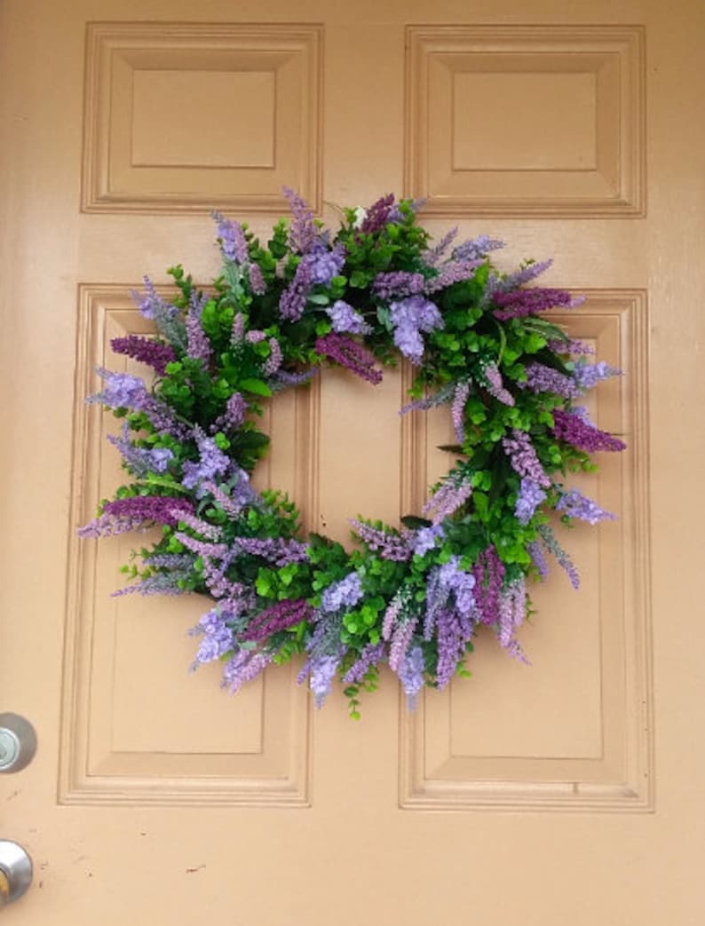 24 Lavender Front Door Wreath Farmhouse Wreath Faux | Etsy