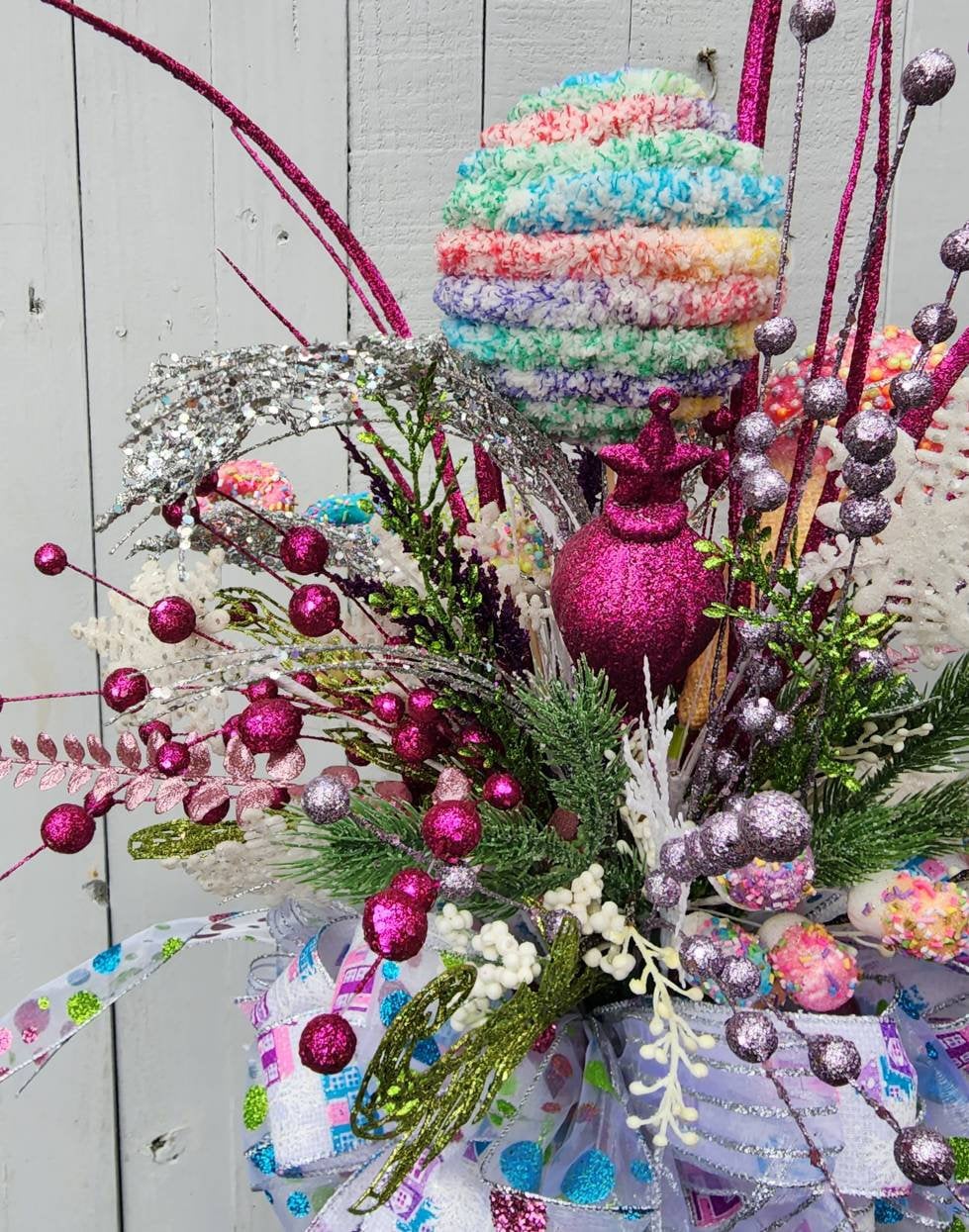 Candy Land Pastel Christmas Tree Topper Bow 360 Degrees View - Etsy