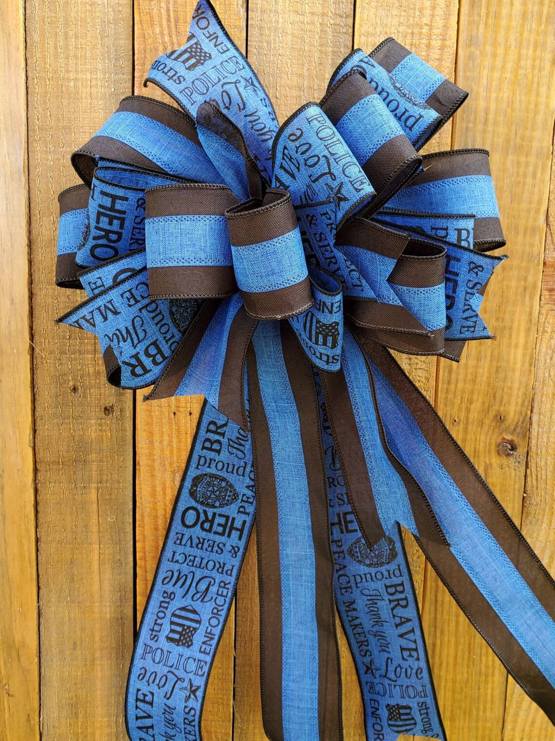 Police Bow Large Front Door Bow Blue Police bow Police Etsy