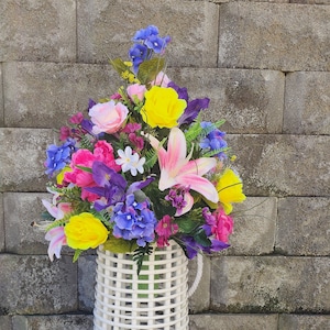 Cemetery Vase Flowers Spring Colors Artificial ~ Cemetery Vase Insert