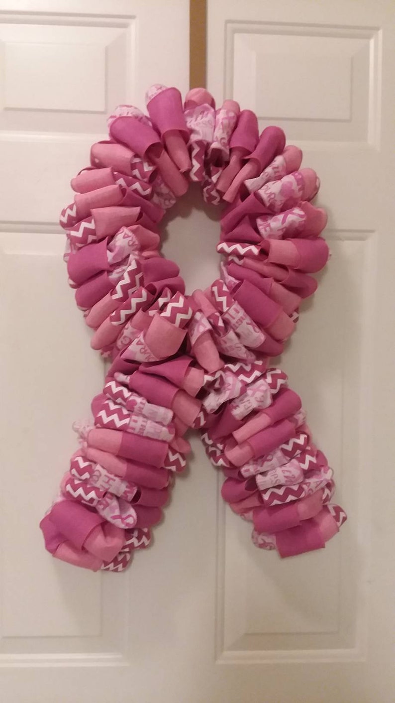 Breast Cancer Ribbon Front Door Wreath Support Ribbon cancer Etsy