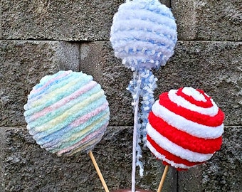 Fake Bake Yarn Lolipops Wreath Decor~ Candyland Christmas Decor