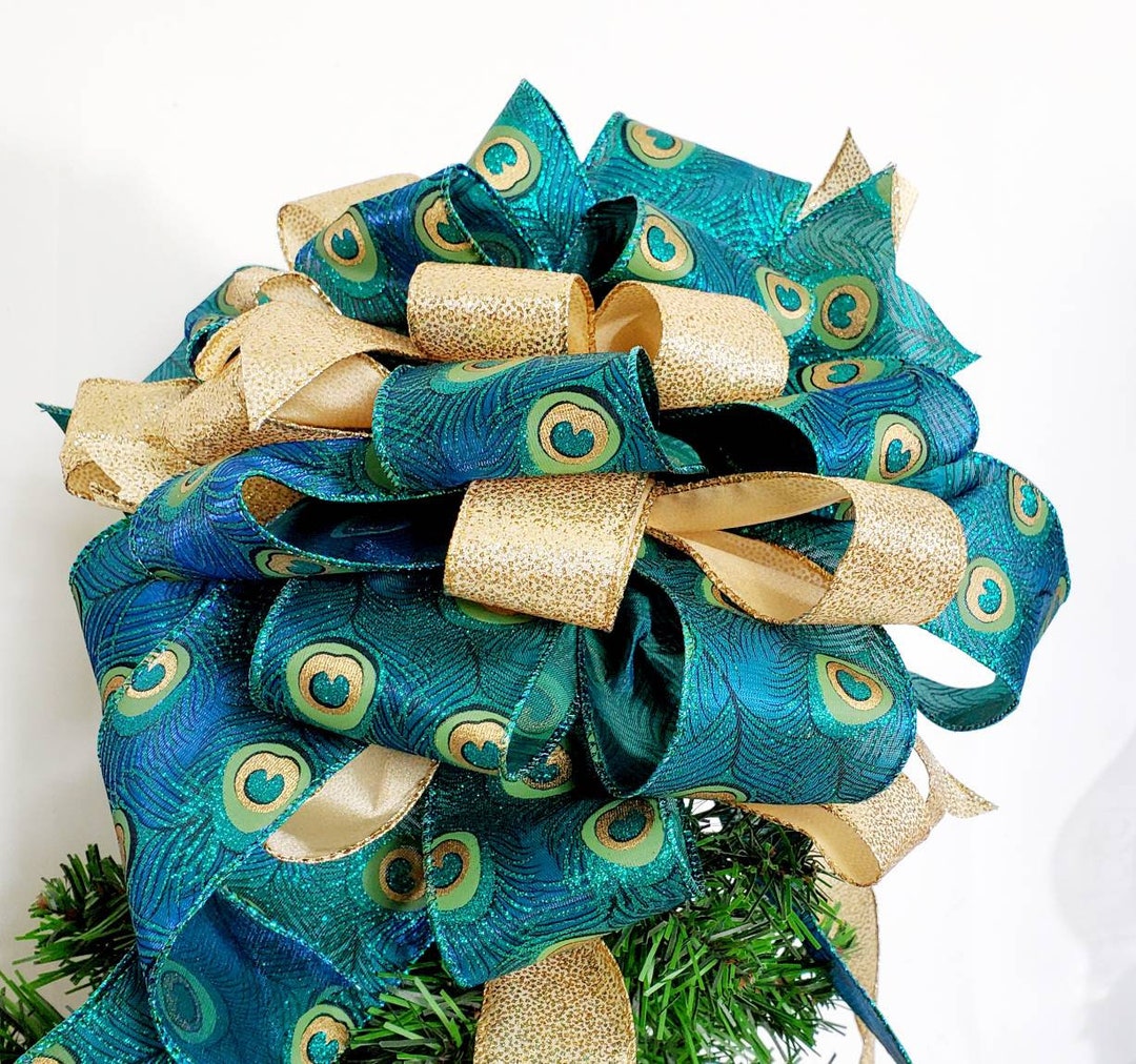 Peacock Christmas Tree Topper Bow Victorian Holiday Large Tree Topper