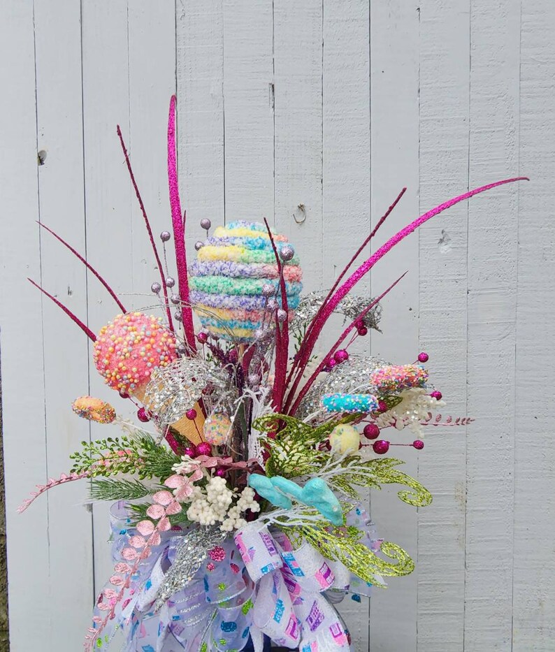 Candy Land Pastel Christmas Tree Topper Bow 360 Degrees View - Etsy