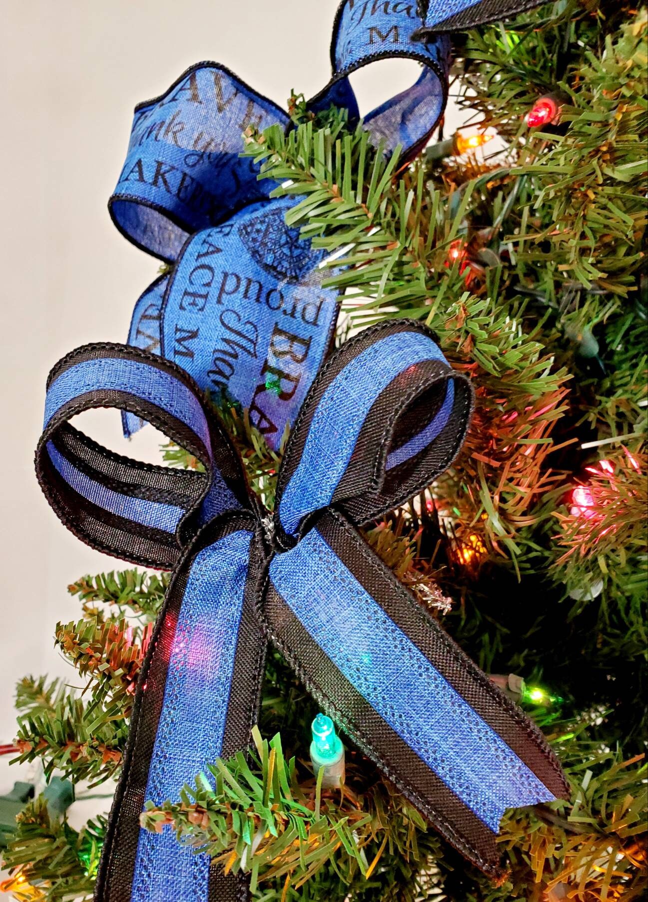 Thin Blue Line Christmas Tree Bows Law Enforcement Blue Tree Etsy