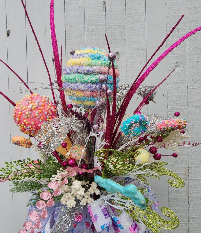 Candy Land Pastel Christmas Tree Topper Bow 360 Degrees View - Etsy