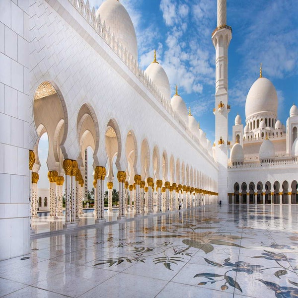 Fond de studio de photographie de temple de mosquée musulmane