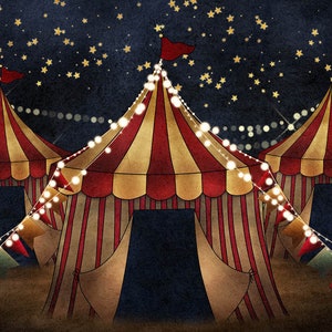 Red Curtain Tent Circus Stage Stars Ferris Wheel Photography Studio Backdrop Background Banner